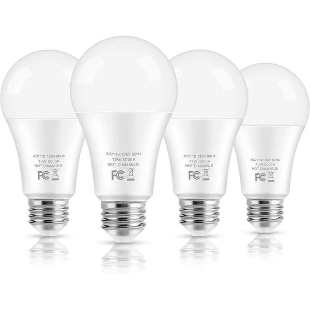 4-Pack, 100 Watt Equivalent A19 Daylight White Bulbs