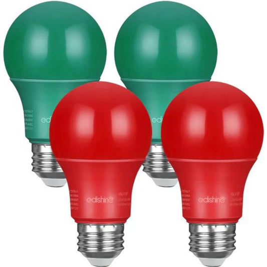 Non-Dimmable 9W A19 Red&Green Light Bulb (4 Pack)-HNLA19J