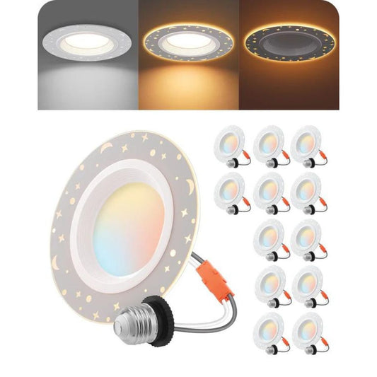 12 Pack 4 Inch 5CCT LED Recessed Lighting with Night Light-HCRL04C