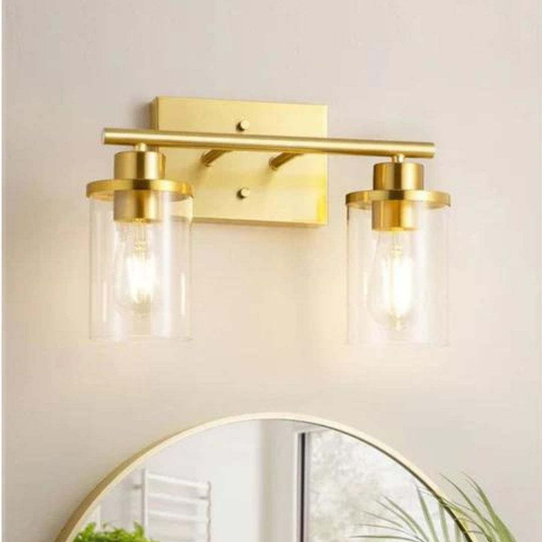 2-Light Gold Bathroom Vanity Light-HHVL04E