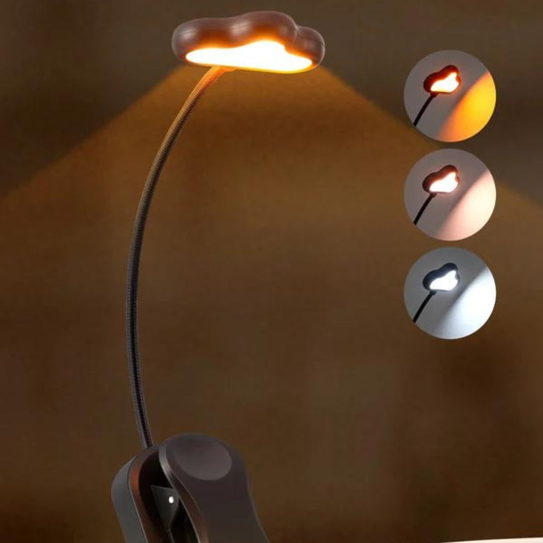 USB Rechargeable Dimmable Book Light with 3 Color Modes-HBRL10B1