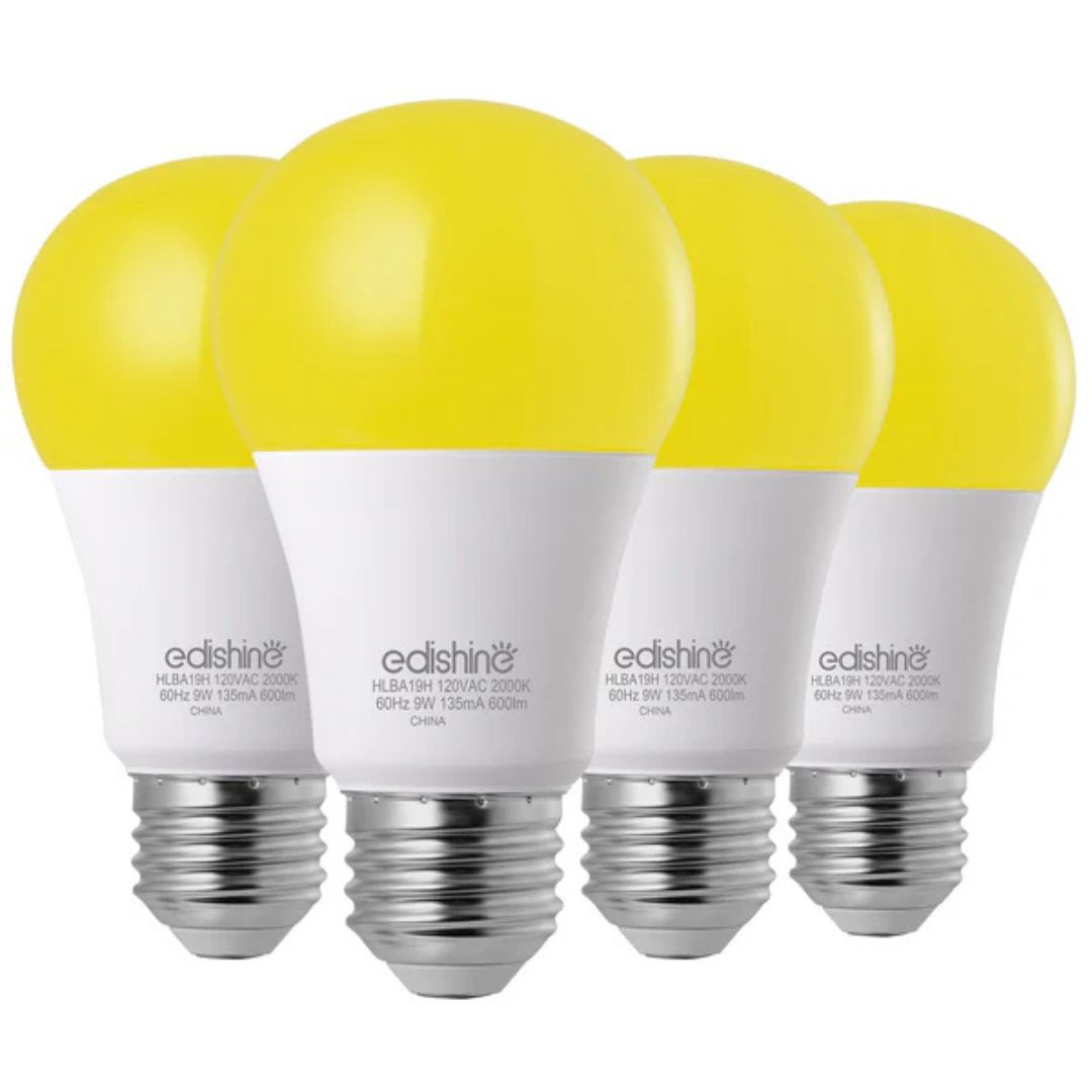 Dusk to Dawn 9W (60W Equivalent) A19 Non-Dimmable Yellow Light Bulb (4 Pack)-HLBA19H