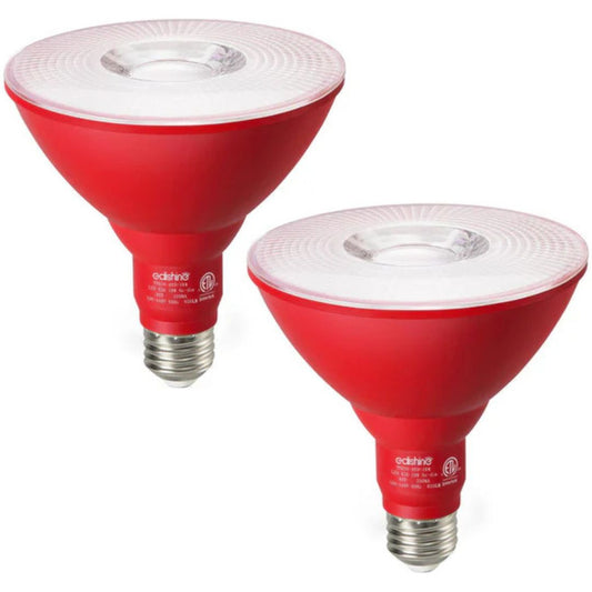 18W Non-dimmable Red Flood Light Bulb (2 Pack)-HLBP38D-ND