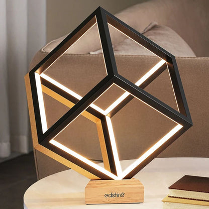 Black Gold Square Geometric LED Table Lamp-HLTL02Y