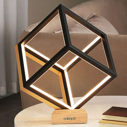 Black Gold Square Geometric LED Table Lamp-HLTL02Y