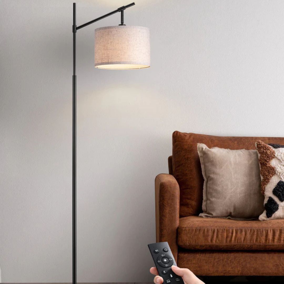 63.8" Dimmable Black Floor Lamp with Remote Control-HFLK54B