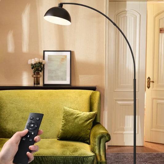 Modern Arc Floor Lamp with Rotatable Lamp Head, Black-HFLDB1B