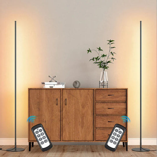 LED Corner Modern Floor Lamp with Remote Set of 2-HFLCB2B