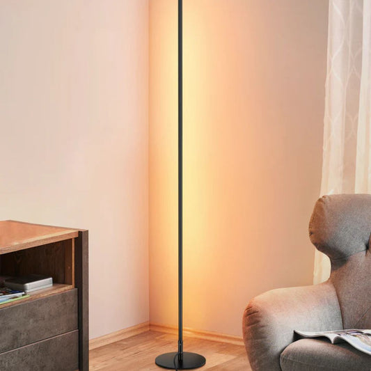 57.5" Dimmable  Black LED Corner Floor Lamp, 7 Color Temperature-HLFL02P