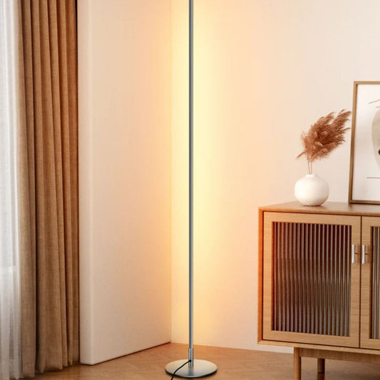 57.5" Dimmable Silver LED Corner Floor Lamp, 7 Color Temperature-HLFL02S