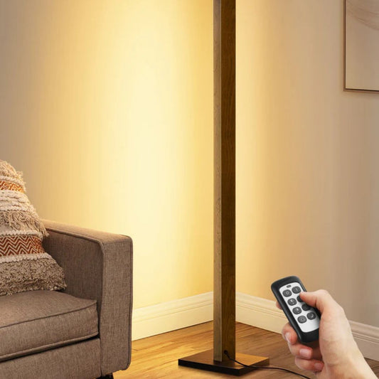 46" Dimmable Wood Corner Floor Lamp with Remote, 7 Color Temperature-HLFL02V