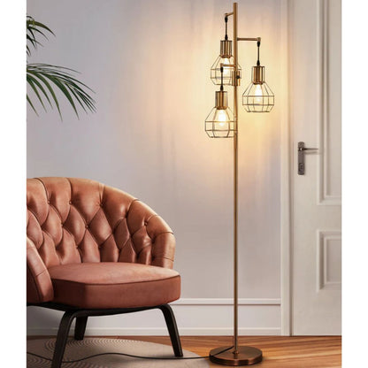 65" Dimmable Industrial Floor Lamp with 3 LED Bulbs-HOFL03G