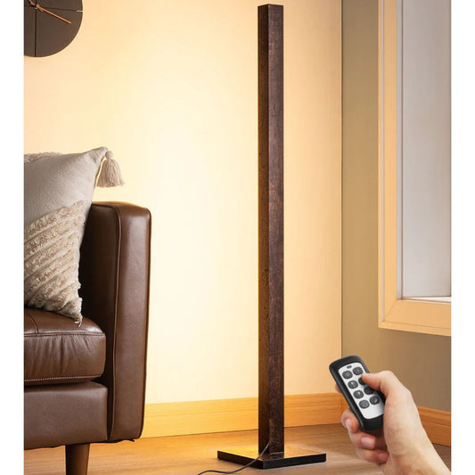 46" Dimmable Wood Corner Floor Lamp with Remote, 7 Color Temperature-HFLK02V