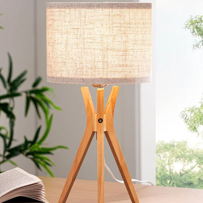 17.5" Beige Linen Modern Tripod Table Lamp, E26 Base-HLTL05U