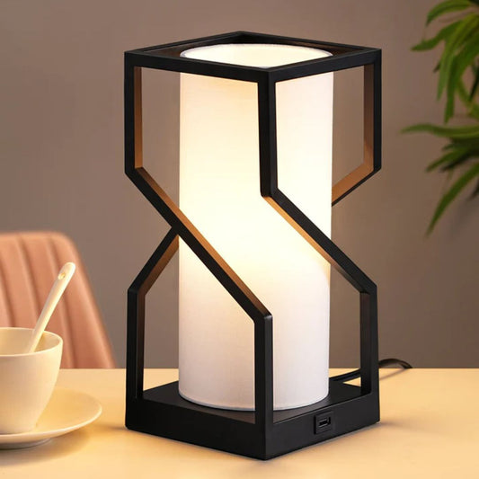 Modern Table Lamp with Linen Lampshade & USB Port-HLTL12A