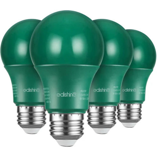 Non-Dimmable 9W A19 Green Light Bulb (4 Pack)-HNLA19H