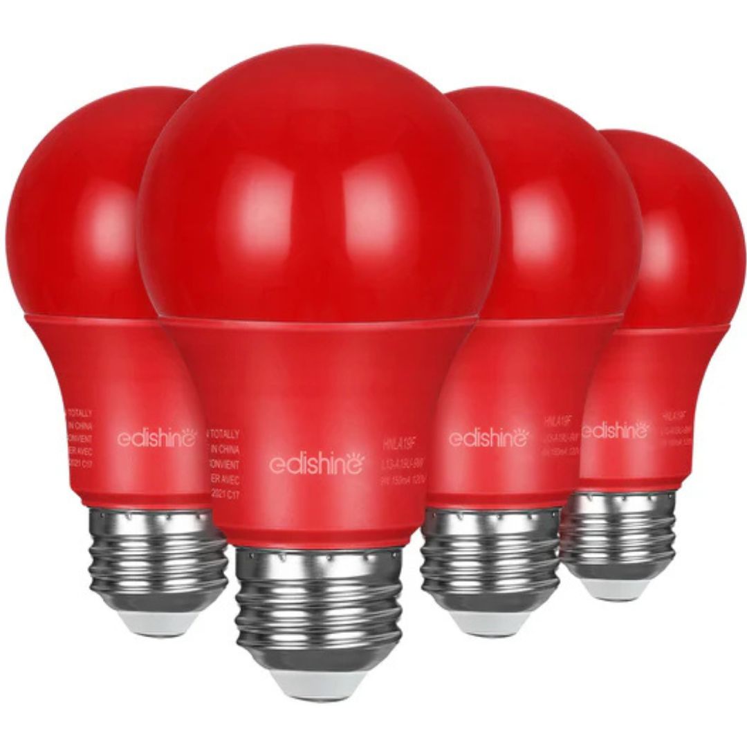 Non-Dimmable 9W A19 Red Light Bulb (4 Pack)-HNLA19F