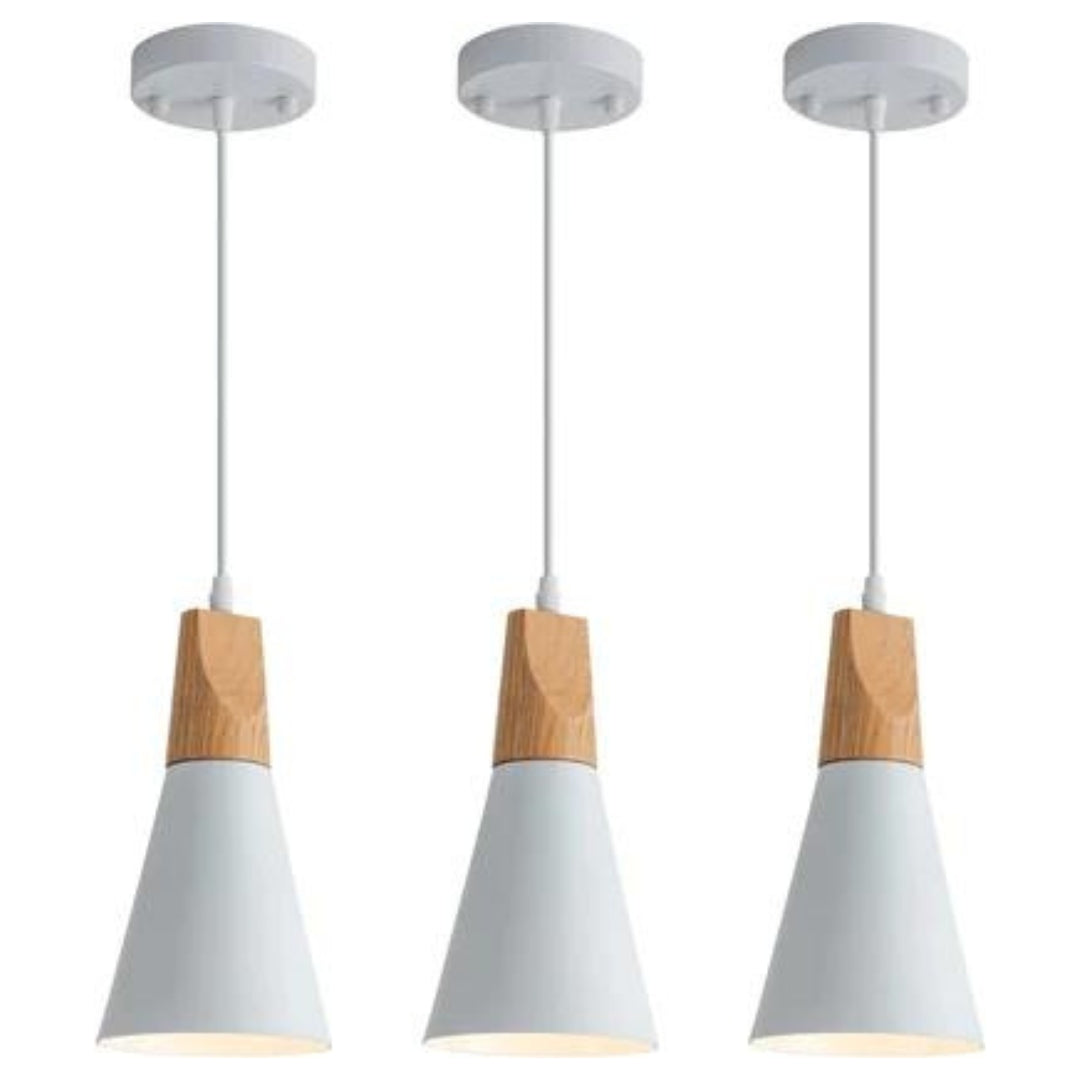 Modern Pendant Lighting for Kitchen Island 3-Pack Small Nordic Pendant Light White and Wood Pendant Light Minimalist Farmhouse Pendant Lighting for Kitchen Sink Dining Room Counter Bar Bedroom 5" My Store