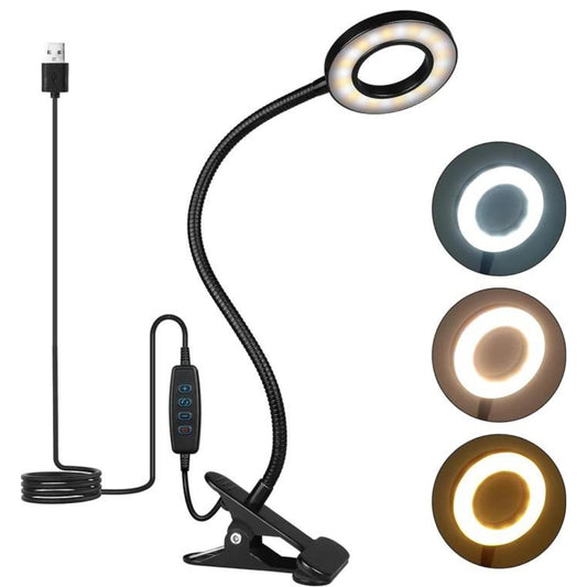 48 LEDs USB Clip Ring Light with 3 Color Modes 10 Dimmable Brightness