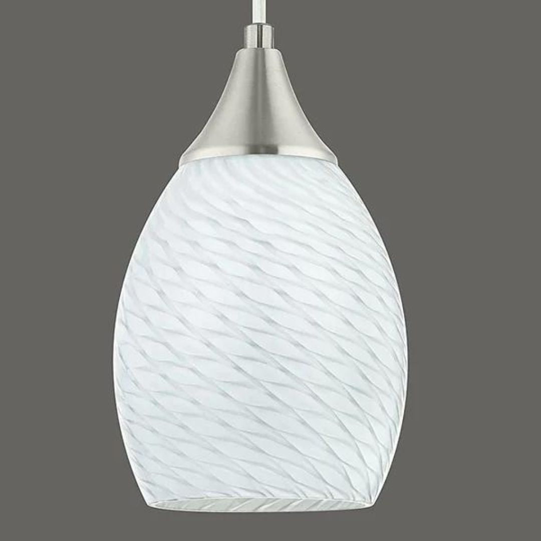 1 Light Kitchen Pendant Lighting in White Glass, Brushed Nickel My Store