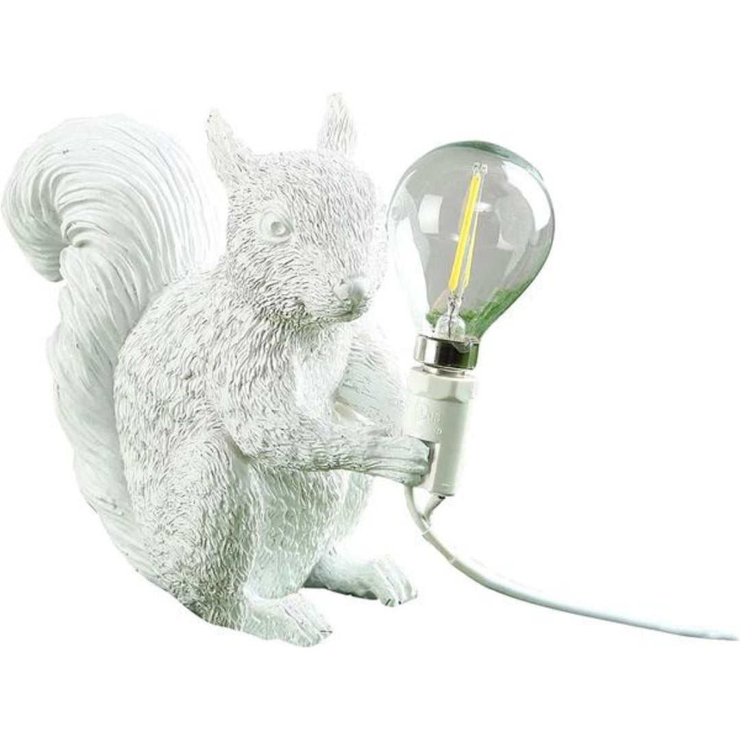 Modern Resin Squirrel Table Light, Resin Squirrel Lighting Fixture for Living Room, Bedroom, Office, College Dorm (White) My Store