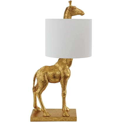 Giraffe Table Lamp with Linen Shade, Gold My Store