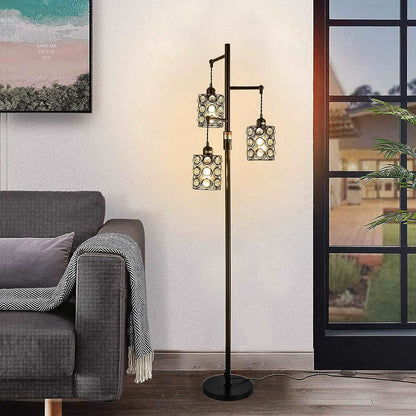 Airposta Industrial Floor Lamp with On/Off Dimmable Switch, 3-Head Rustic Glass Crystal Tall Tree Standing Lamp, 40W Farmhouse Torchiere Floor Lamp Light for Living Room, Reading, Office, Bedroom,Home