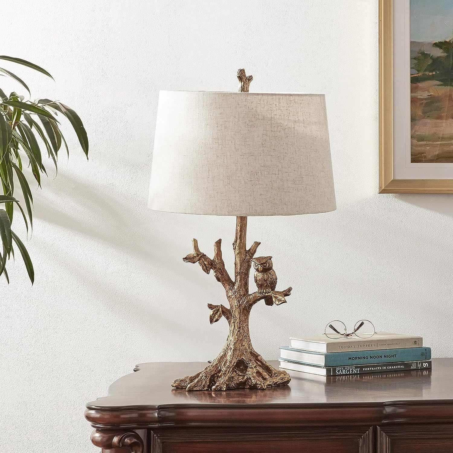 Decor Therapy  Textured Gold Leaf Owl Lamp (TL8987)