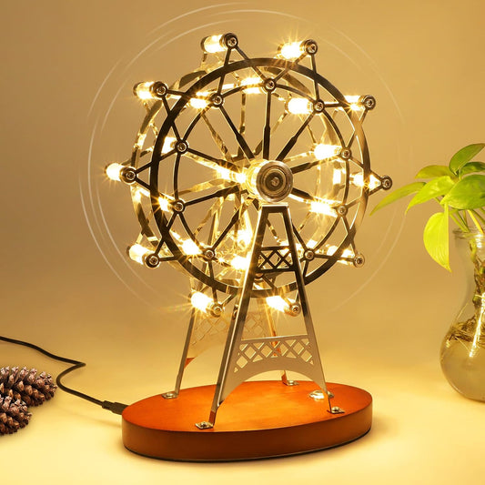 Unique Modern Small Desk Lamp, 8W Ferris Wheel Creative Bedside Lamps for Living Room, Rotatable Romantic Handmade Led Touch Control Table Lamp, Decorative Lamp, Nightstand Lamp, Christmas Lamp