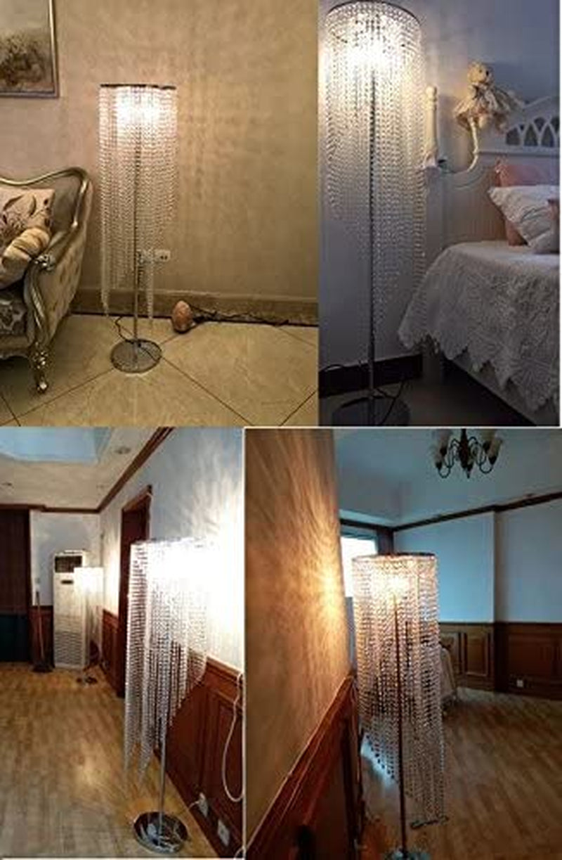 Surpars House Crystal Floor Lamp, Elegant Rain Lamp, Modern Lava Lamp for Living Room, Bedroom, Girls Room, Silver Chrome