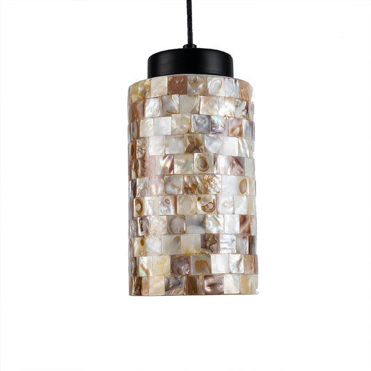 Coast Mini Pendant Light with Hand Crafted Mosaic Sea Shell Glass Modern Oval Pendant Lighting for Kitchen Island Sink Dining Room Bedroom Bar