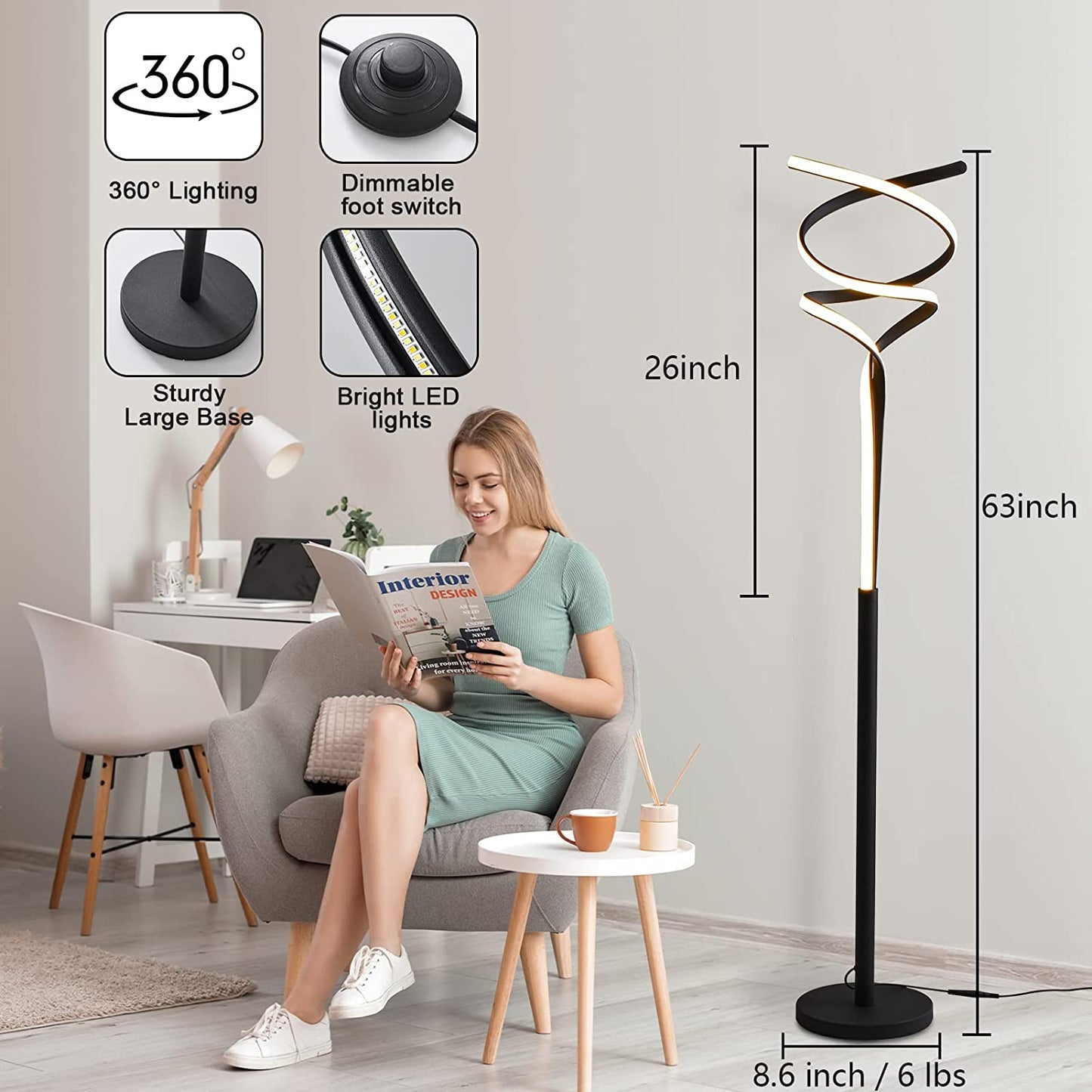 Sleek and modern black floor lamp with remote control for adjustable lighting. Perfect for elevating your living room, bedroom, and office spaces. My Store