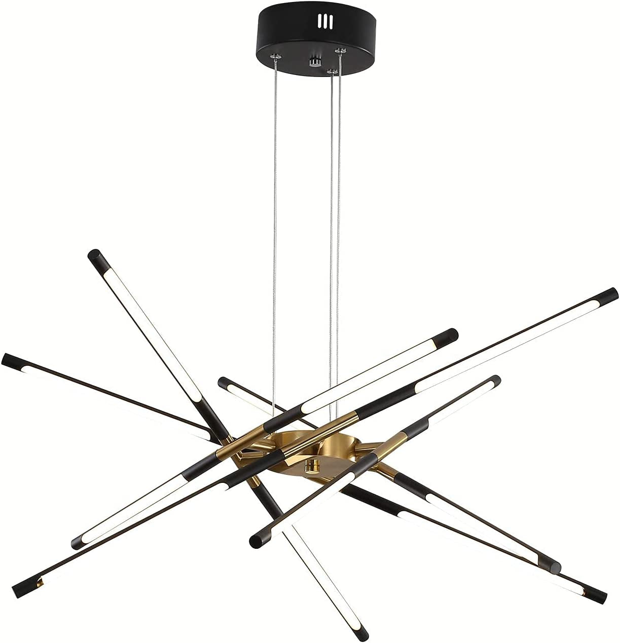 Modern Sputnik Chandelier LED Chandeliers Ceiling Light Black and Gold Chandelier Easy to Install Embedded Pendant Lights New Art Hanging Lamps for Dining Room,Kitchen,Bedroom,Living Room (12 Heads )