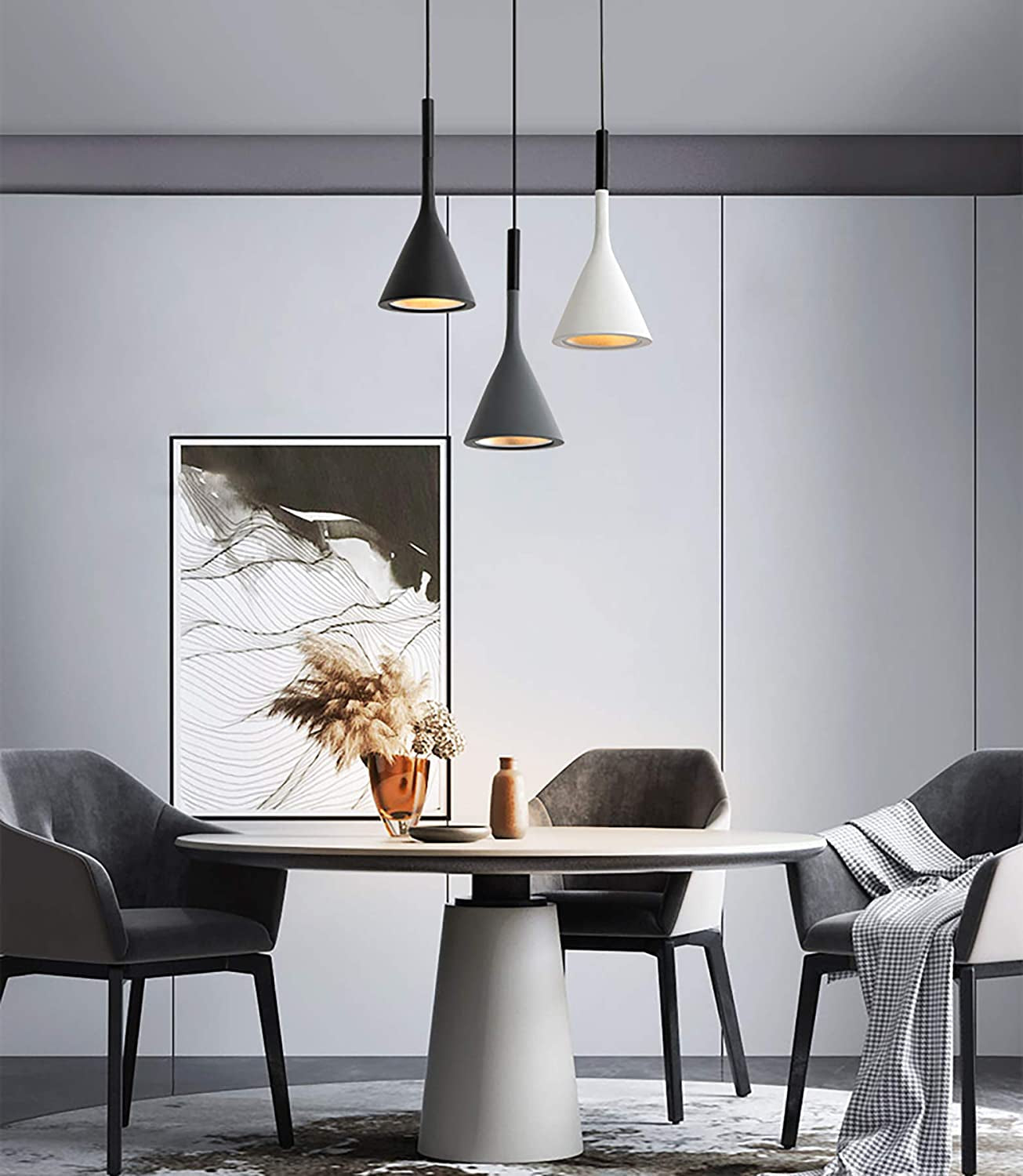 Sleek White Pendant Light Fixture for Kitchen Island - Modern Ceiling Lighting