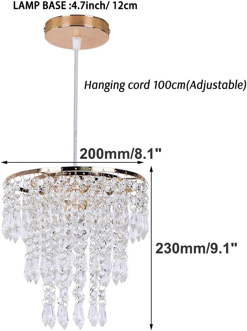 FRIXCHUR Small Gold Chandeliers Flush Mount Chandeliers Ceiling Lights for Girls Bedroom Modern Raindrop Crystal Hanging Light Fixture for Hallway Dining Room Kids Room E26