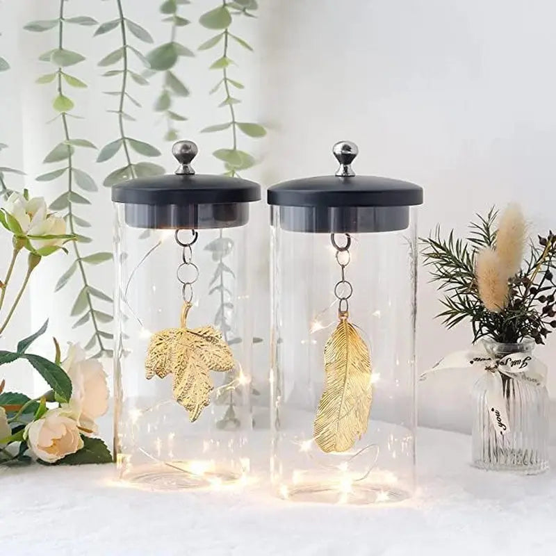 Set of 2 Leaf Pendant Decorative Lamp Battery Powered Lights 7" Tall Cordless Lamp Light with Fairy Lights for Living Room Bedroom Kitchen Wedding Xmas