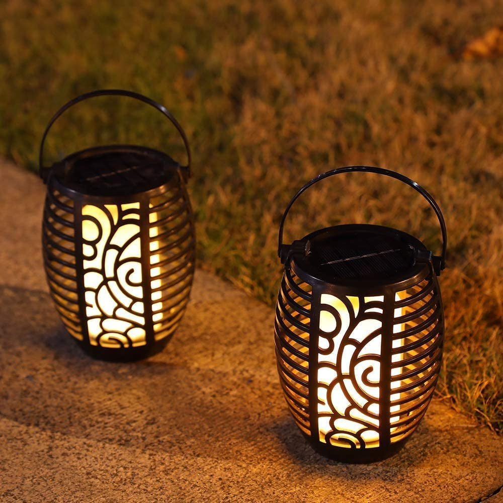 Set of 2 Solar Lantern Lights Hanging Lamp Outdoor Lights with Handle LED Solar Table Lamp Decorative for Porch Garden Patio Backyard Courtyard Pathway