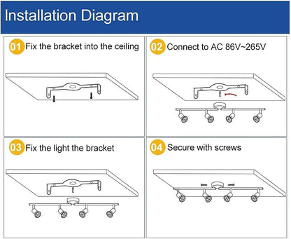 DLLT Modern LED 4 Light Track Lighting Kit, Flush Mount Wall or Ceiling Spot Lights Fixtures, Flexibly Adjustable Decorative Accent Lamp for Kitchen, Living Room, Bedroom, Hallway GU10 Bulbs Included