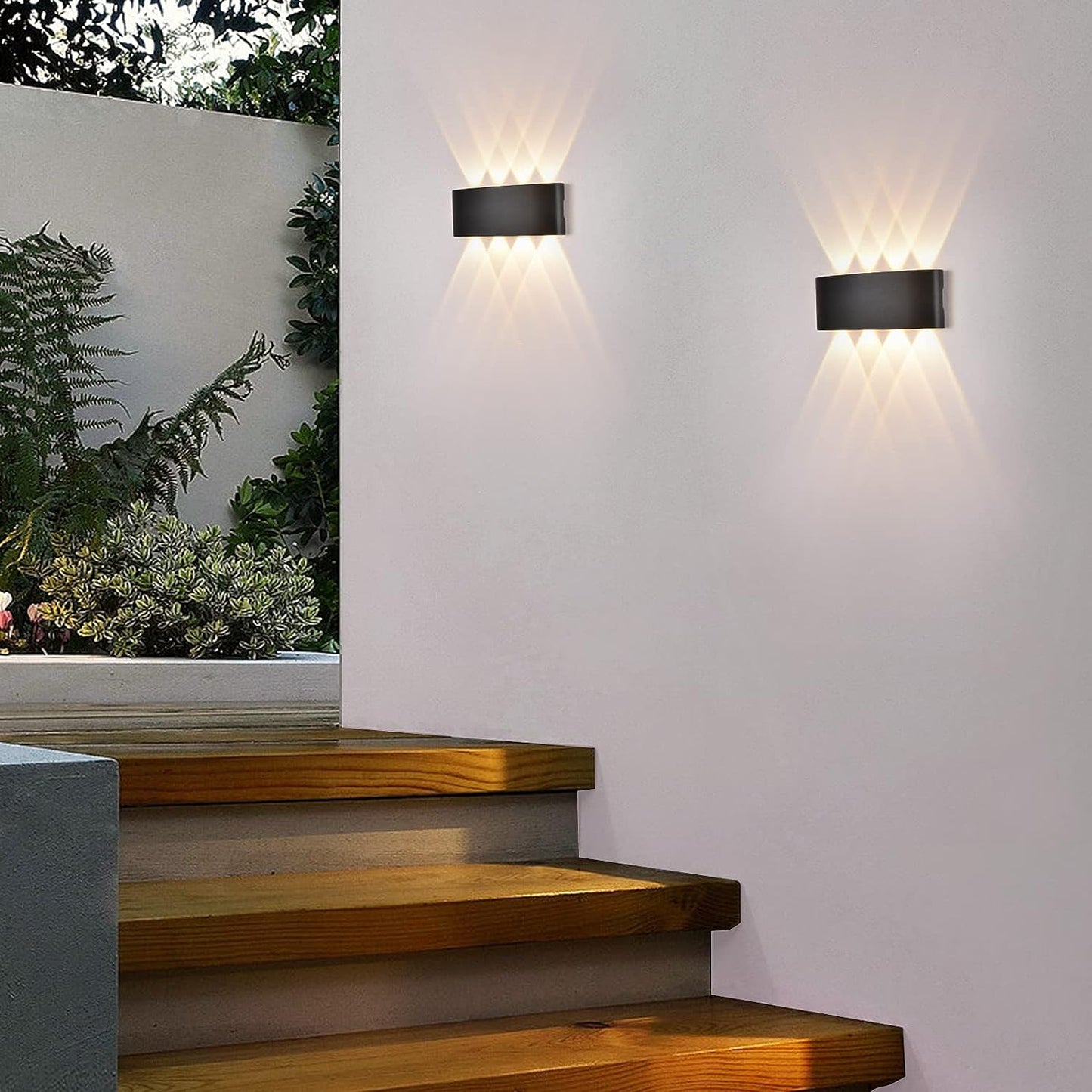 Outdoor Wall Sconce 8W LED Modern Sconces Wall Lighting Black Wall Lights for Living Room Aluminum Exterior Wall Lamp for Porch Courtyard Bedroom (3000K)