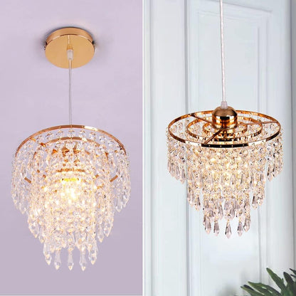 FRIXCHUR Small Gold Chandeliers Flush Mount Chandeliers Ceiling Lights for Girls Bedroom Modern Raindrop Crystal Hanging Light Fixture for Hallway Dining Room Kids Room E26