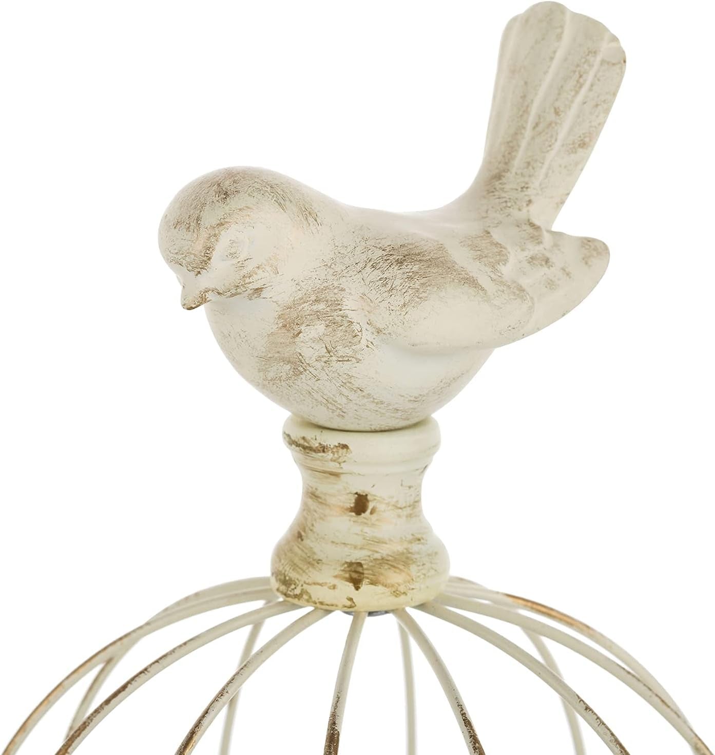 Decorative Candle Holder Bird Cage - Set of 2 Cage Lanterns for Candleholder Shabby Chic Country Home Decoration Table Centerpiece Mantel Decor, 10’’/12’’ Tall, Distressed Ivory