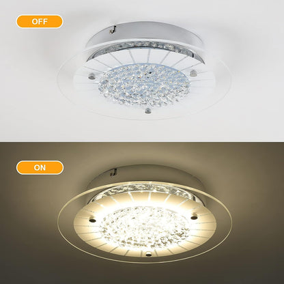 Horisun LED Ceiling Light Fixture, 11In Flush Mount Light Fixture, 1320 Lumens 4000K, CRI 80, Minimalist Crystal Chandelier for Kitchen, Hallway, Bedroom, Stairways