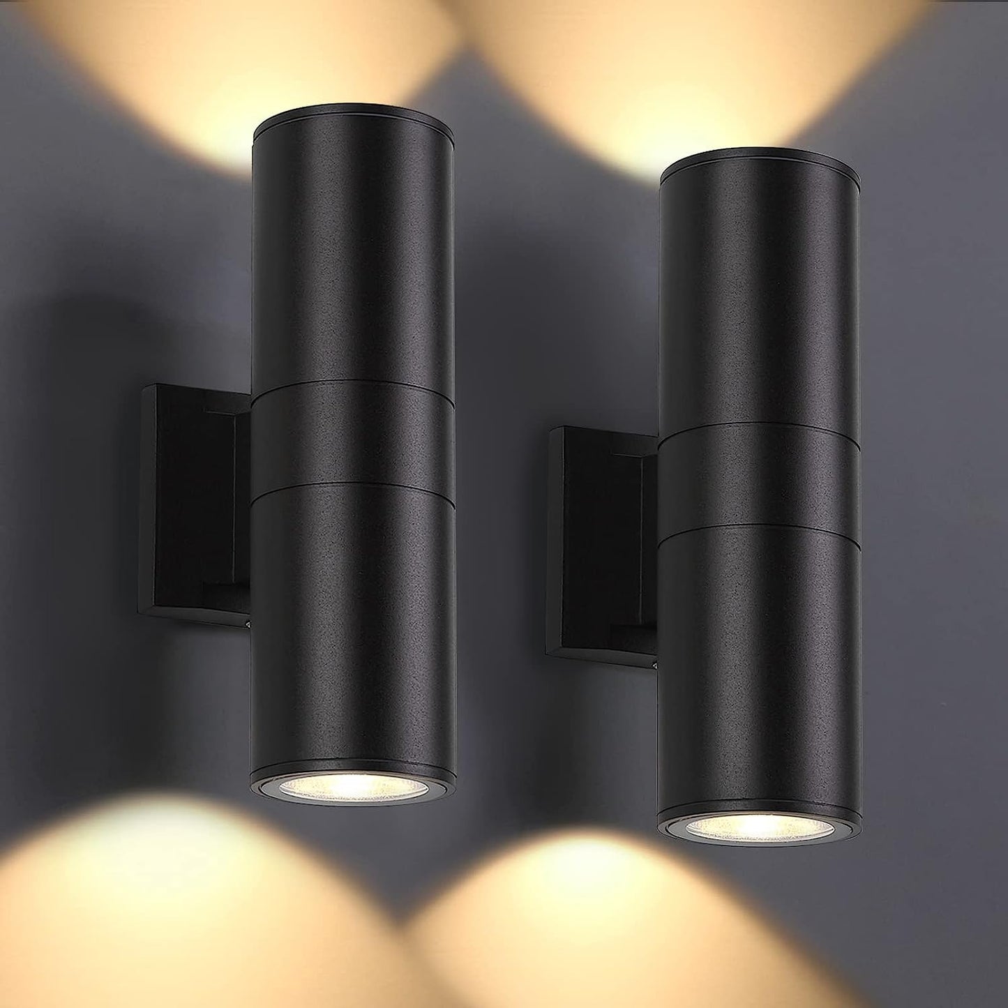Modern Cylinder Up and Down Wall Lights, Matte Black theluminousdecor