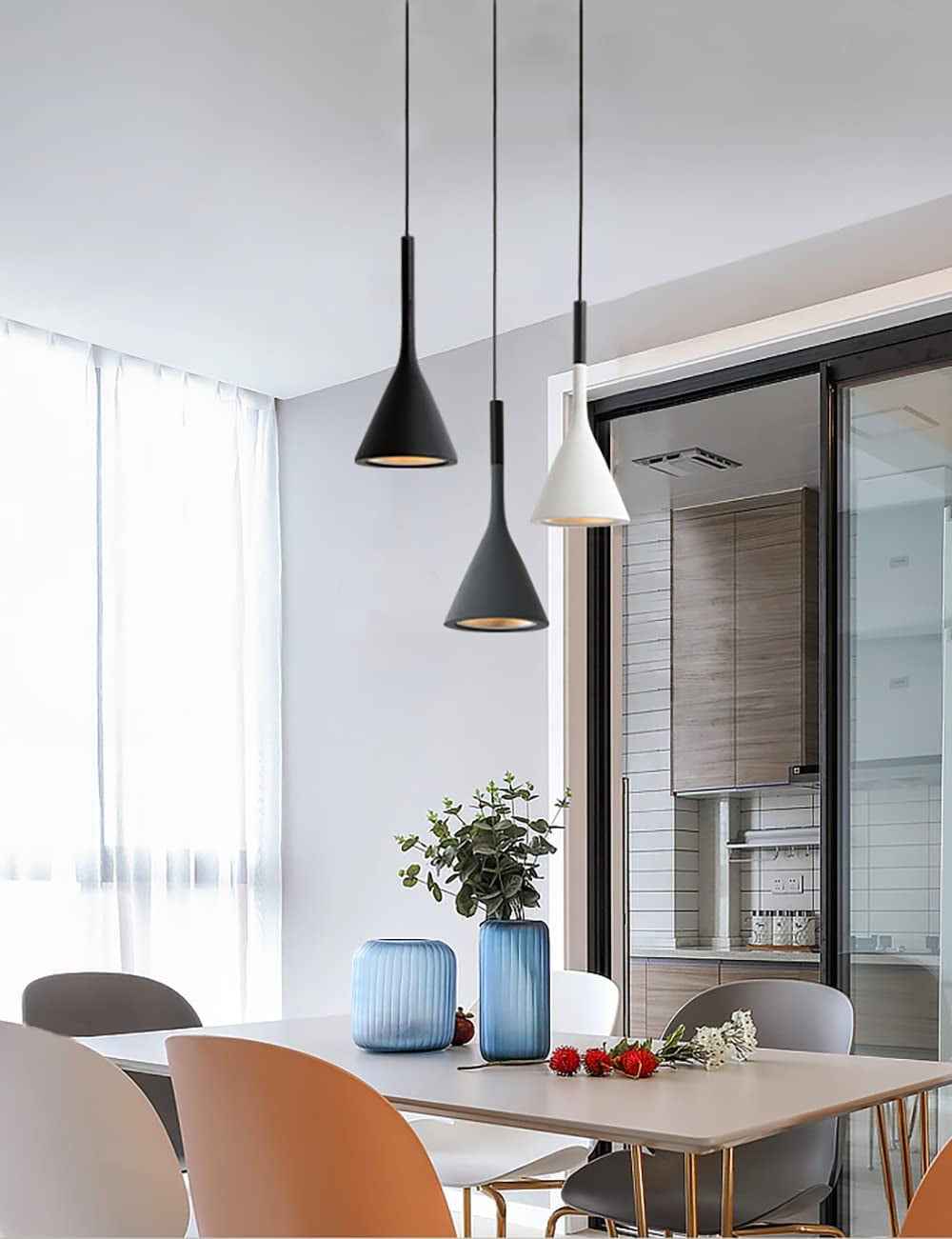 Sleek White Pendant Light Fixture for Kitchen Island - Modern Ceiling Lighting