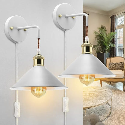 Set of 2, Vintage Wall Lamps with Plug-in Cord theluminousdecor