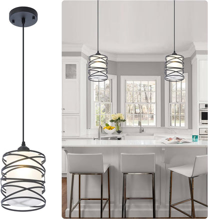 Black Spiral Cage Pendant Light, Matte Black theluminousdecor