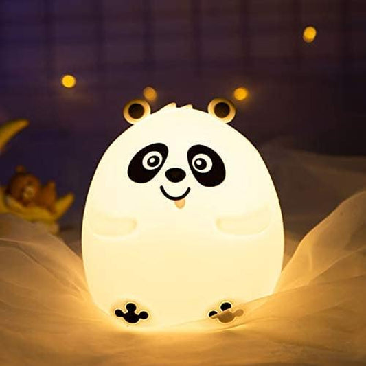 Cute Panda Light up Animal Night Light for Kids,Battery Operated Color Changing Toddler Lamp with Tap Rechargeable,Silicone Bear Nursery Baby Nightlight for Children Boy,Girl Bedroom Decor