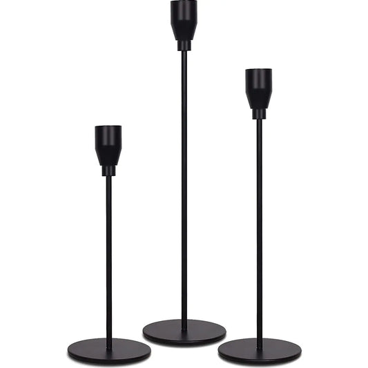 Black Candle Holder Set of 3, Matte Candlestick Holders for Taper Candles Candle Stick Holders Set for Wedding Anniversary Party Mother'S Day Dining Table Centerpiece Home Decoration