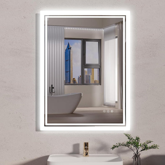 ANTEN 32" X 24" LED Mirror for Bathroom, Backlit Lighted Mirrors for Bathroom Wall, anti Fog Led Vanity Mirror, 3000-6000K, Stepless Dimmable, IP54, Shatterproof Makeup Mirror