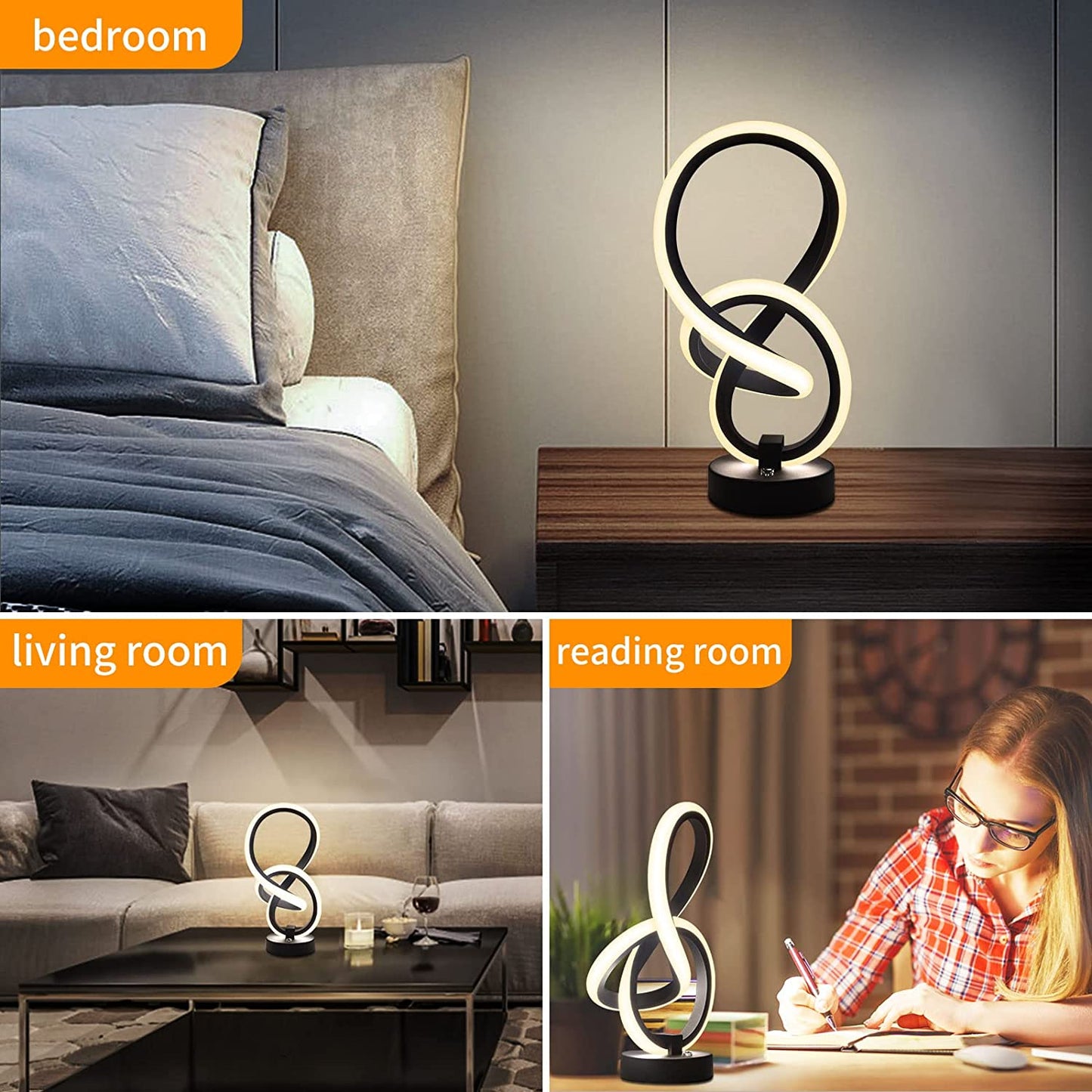 Table Lamps 11'' RGB Desk Lamp for Bedroom,Ambient Bedside Lamp Touch Cool Modern Led Lamps for Living Room 3-Way Dimmable 10 Modes,Unique Nightstand Lamps